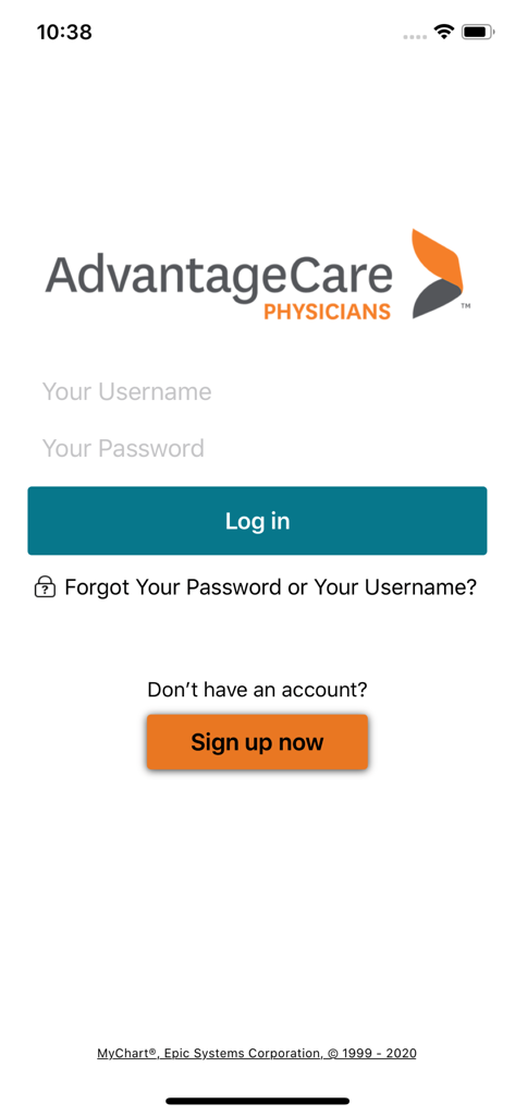 myACPNY - myACPNY app login screen