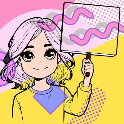 realistic girl holding up a sign