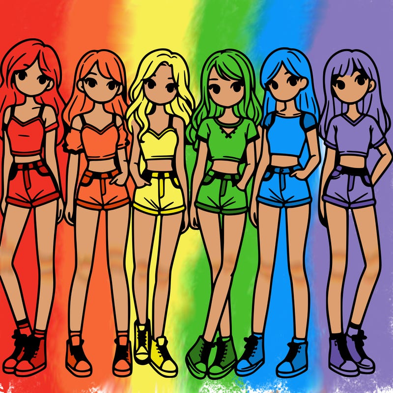 a group of girls wearing crop tops and shorts