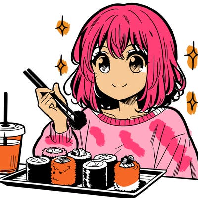 manga girl who loves sushi