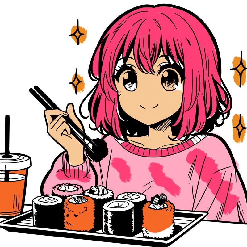 manga girl who loves sushi