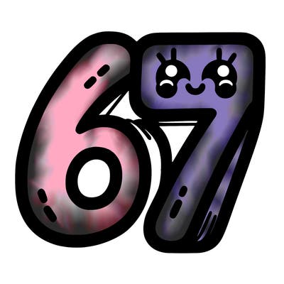 the numbers 67