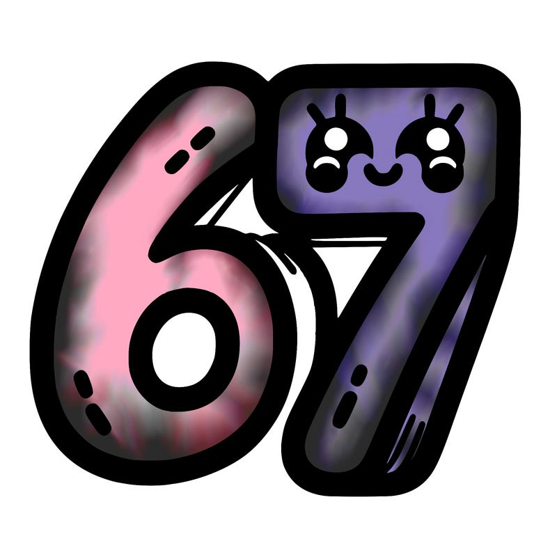 the numbers 67