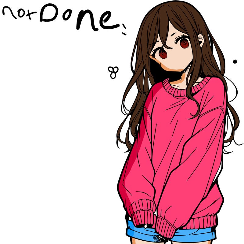 manga teen girl  in a sweater and baggy pants