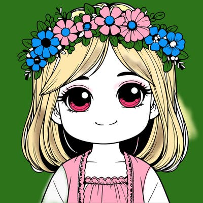 realistic little girl with flower crown