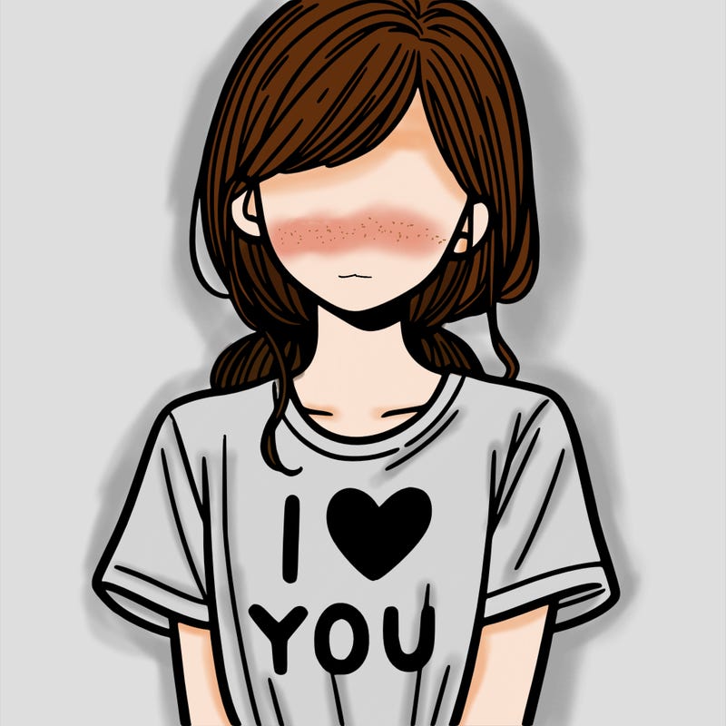a girl wearing a i love you shirt