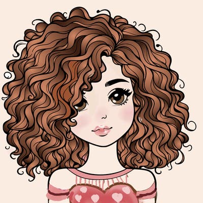 realistic girl with curly hair