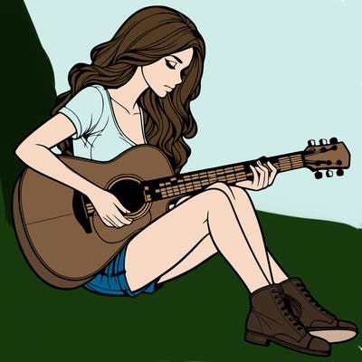 realistic woman play guitar