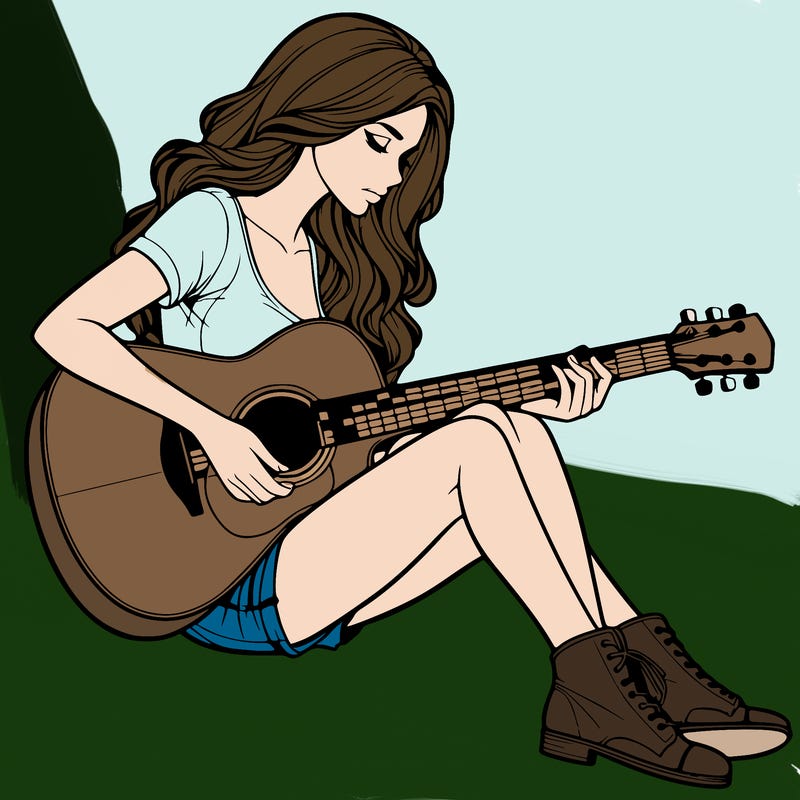 realistic woman play guitar