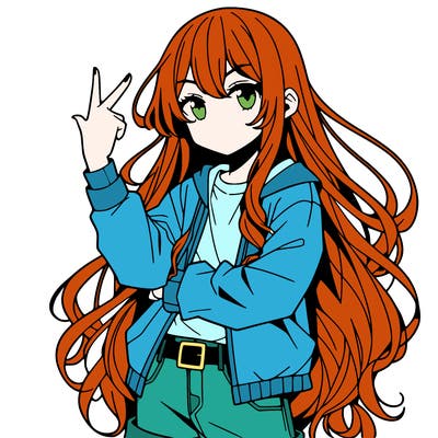 one anime girl with long hair and a cool pose