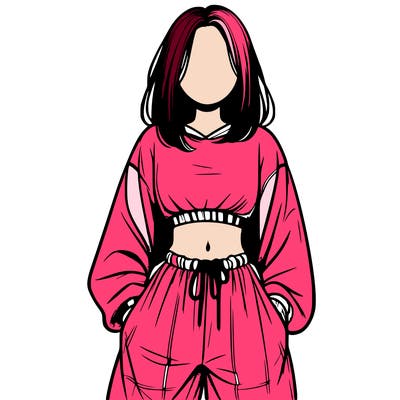 realistic girl faceless with baggy pants and a crop top