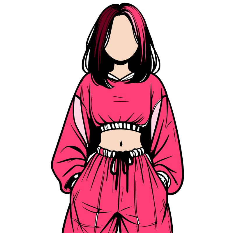realistic girl faceless with baggy pants and a crop top
