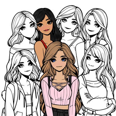 a group of girls realistic