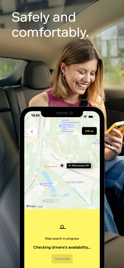 iTaxi - The Taxi App - Un pasajero usando la app iTaxi para solicitar un viaje seguro y cómodo