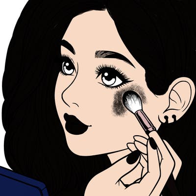 a realistic girl doing her makeup