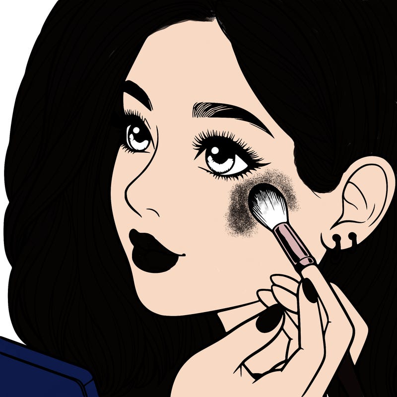 a realistic girl doing her makeup