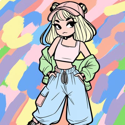 girl in crop top and baggy pants