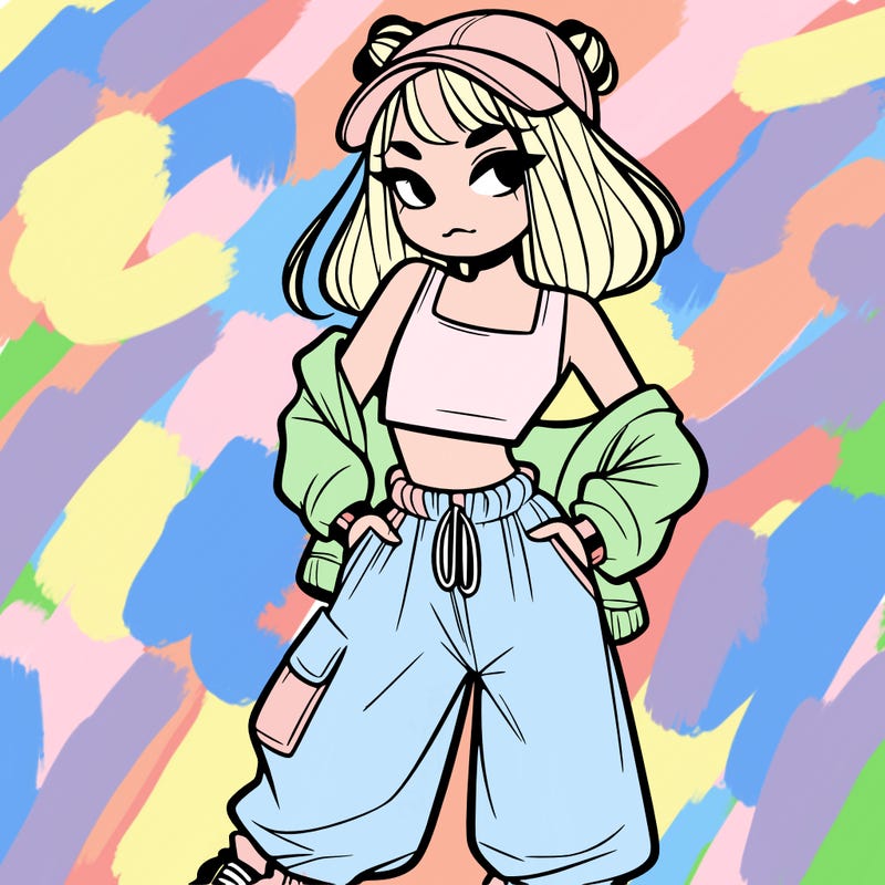 girl in crop top and baggy pants