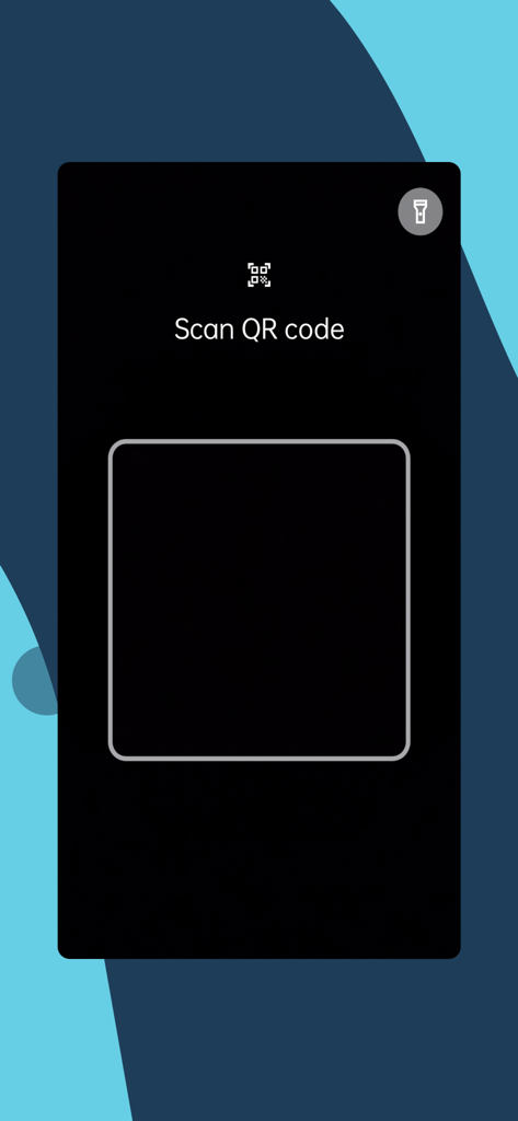 QR Verse - QR Code Generator - The scan QR code interface of the QR Verse mobile app showing a scanning frame and flashlight option.