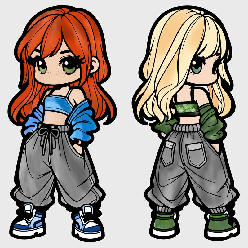 girl in crop top and baggy pants