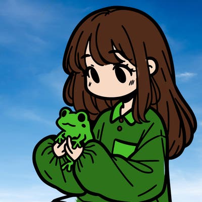 girl with long hair and a oversized shirt. and she is holding a frog