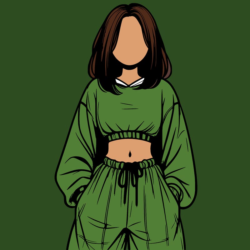 realistic girl faceless with baggy pants and a crop top