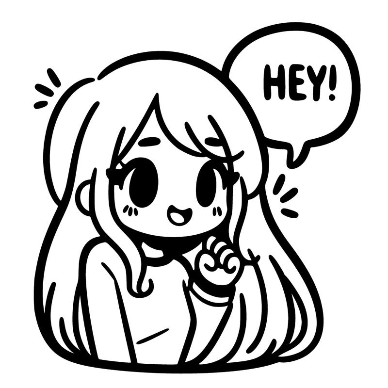 a girl with long hair saying hey