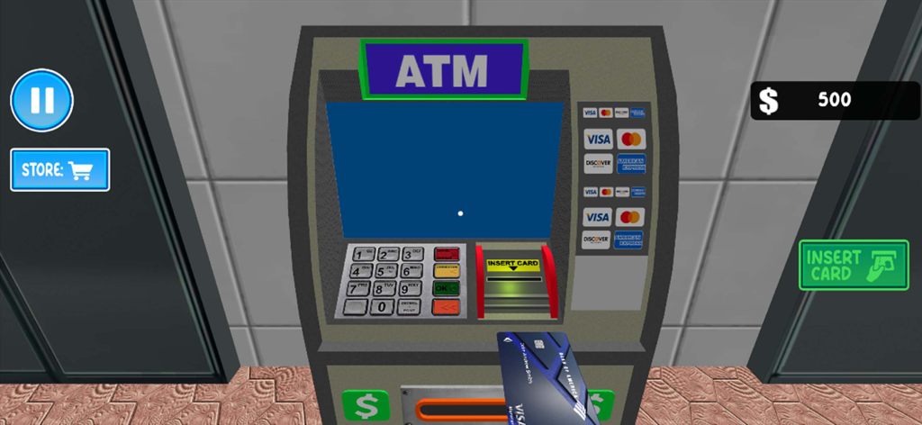 Supermarket Manager Sim 3D - Inserting a bank card into an ATM in Supermarket Manager Sim 3D