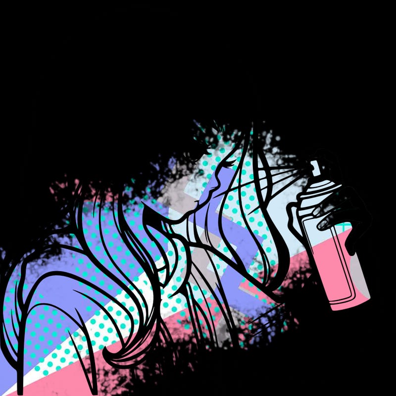 a realistic girl spray painting