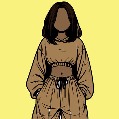 realistic girl faceless with baggy pants and a crop top