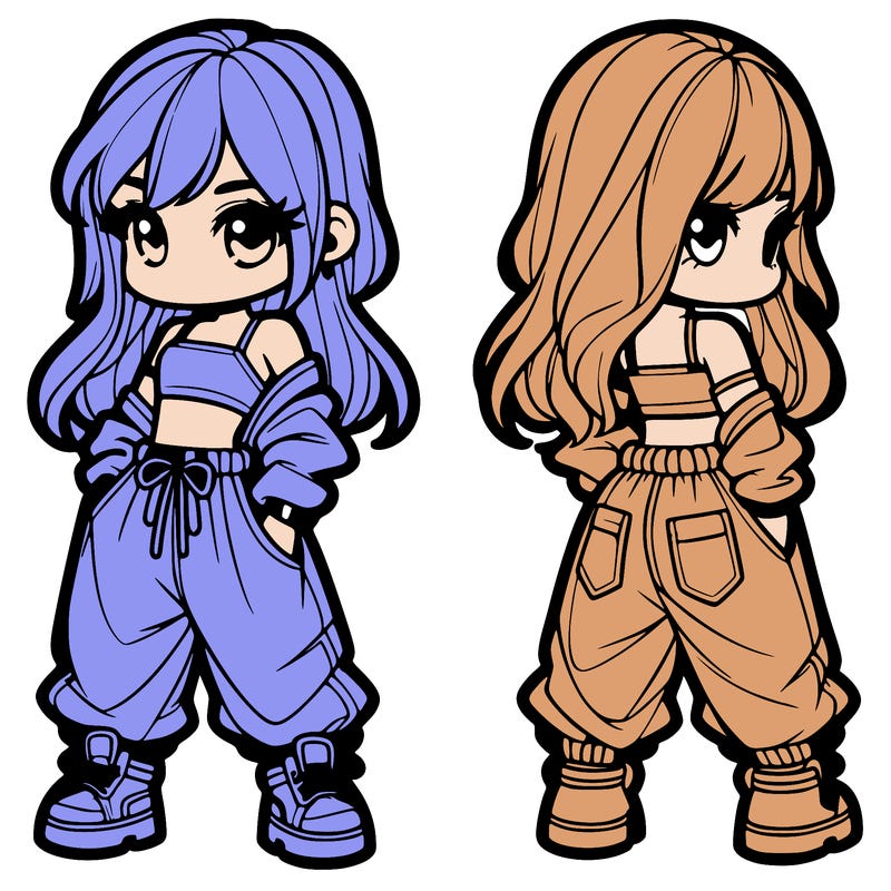 girl in crop top and baggy pants