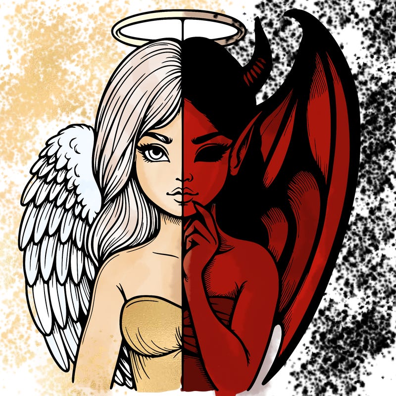 realistic angel half demon