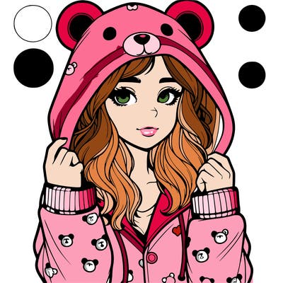 realistic girl in a animal pjs hoodie