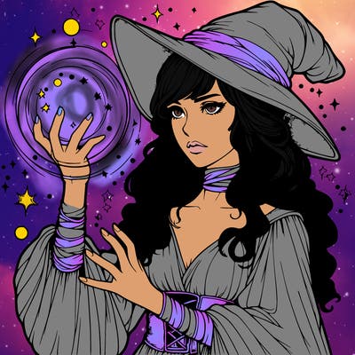 realistic women sorcerer using magic