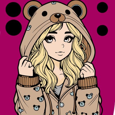realistic girl in a animal pjs hoodie