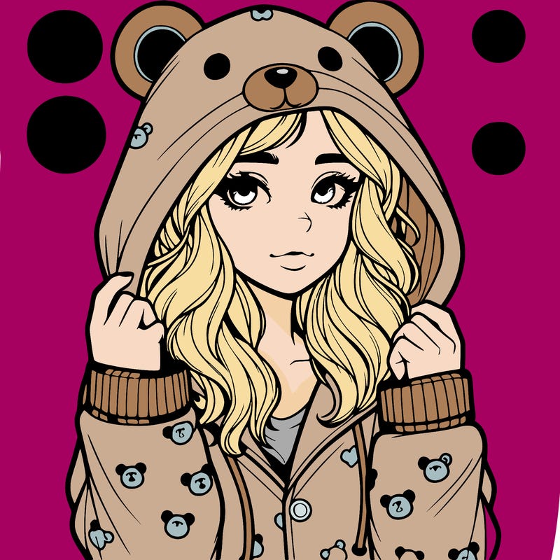 realistic girl in a animal pjs hoodie
