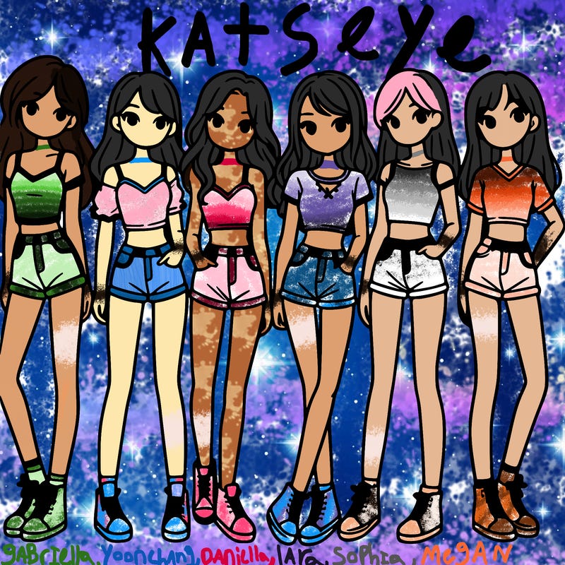 a group of girls wearing crop tops and shorts