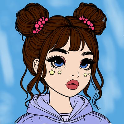realistic girl with space buns