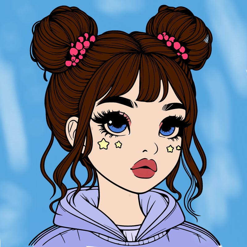 realistic girl with space buns