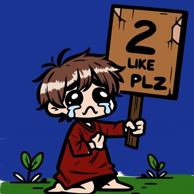 small poor toddler crying with sign that says 2 like plz