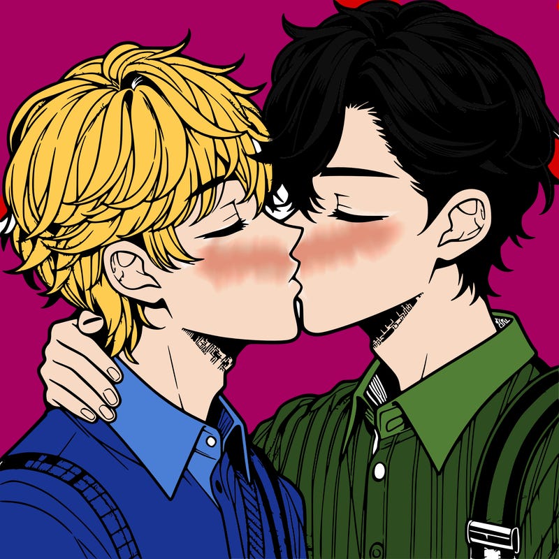 manga boys kissing each other