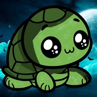 cute little animated turtle