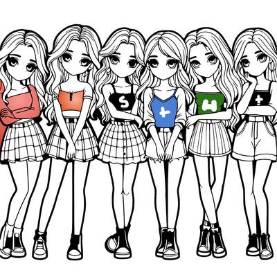 a group of girls realistic