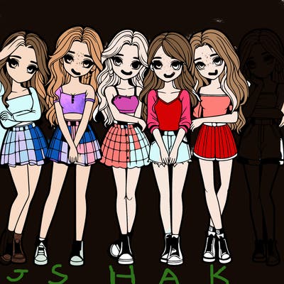 a group of girls realistic