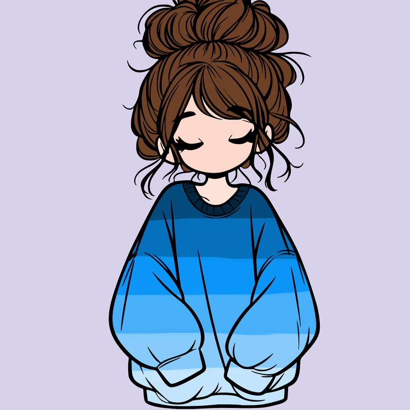 girl with baggy sweatshirt and messy bun