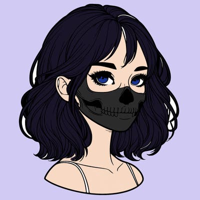 realistic girl with skull