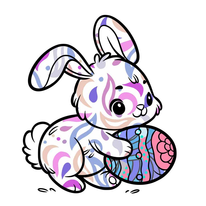 rabbit carrying an easter egg