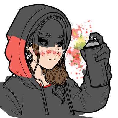 a realistic girl, spray painting