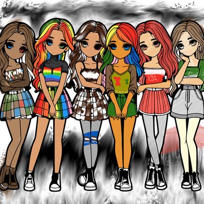 a group of girls realistic