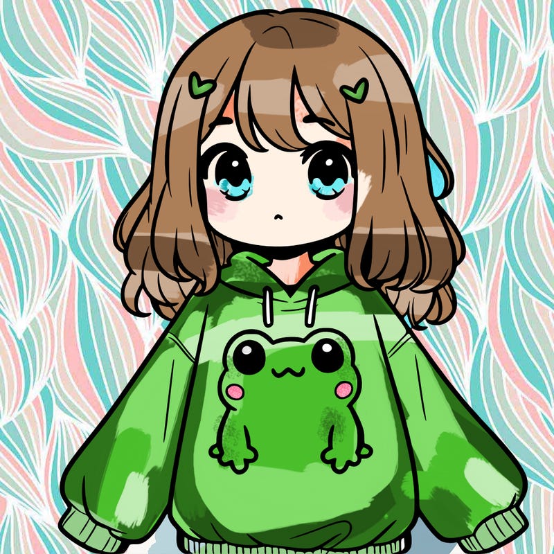 girl wearing frogging sweatshirt